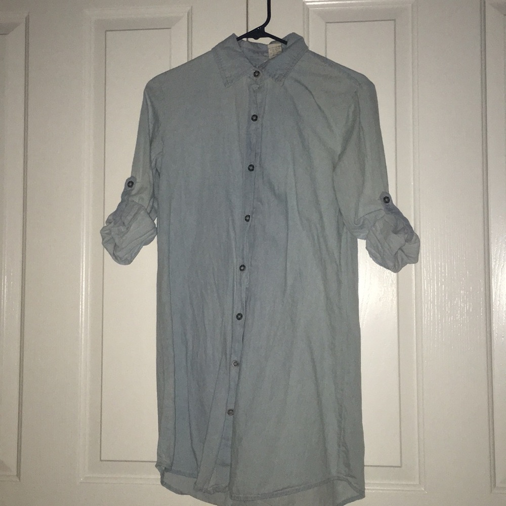 Denim button down dress